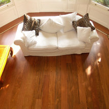 A Solid Jotoba floor with a Maple Merbau and Wenge decorative inlaid border.